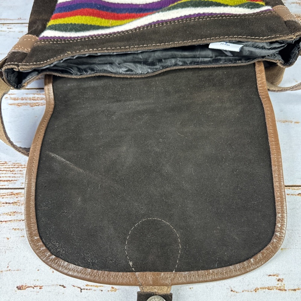 Vintage Malky Ecuador Wool Suede Shoulder Bag Handmade Woven Black Leather - Picture 10 of 10